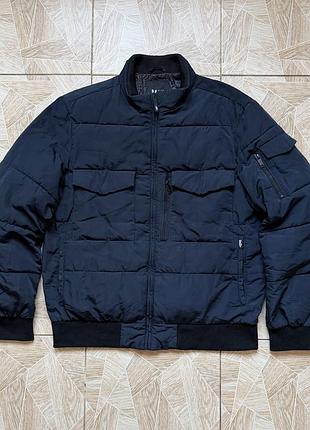 Куртка бомбер rare y2k dkny oversized puffer bomber jacket navy blue mens l minimal streetwear