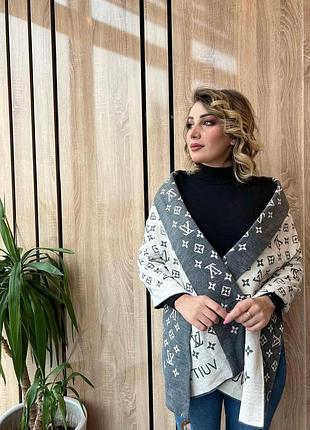 Двосторонній шарф louis vuitton сіро-молочний є