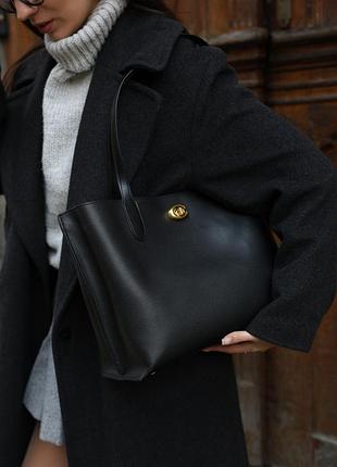 Сумка coach willow tote 34 in black 2