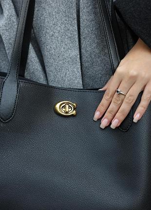 Сумка coach willow tote 34 in black 3