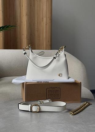 Сумка coach juliet shoulder bag white smooth leather