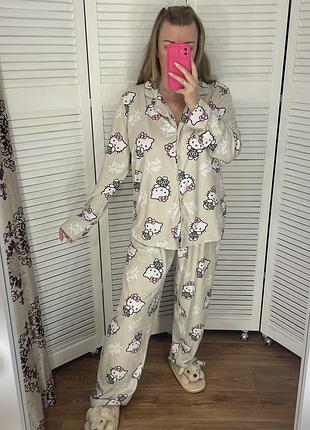 Піжама бежева кофта штани hello kitty