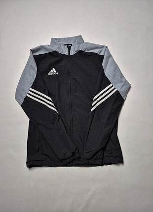 Чоловіча олімпійка adidas чорно-сіра вітровка на блискавці розмір m