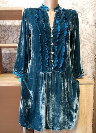 Изысканное платье/туника bellaju из 100% шелкового бархата (handmade), р. xs — идеальное состояние