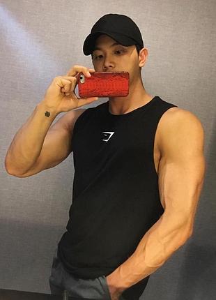 Майка чоловіча спортивна безрукавка "gymshark" чорна