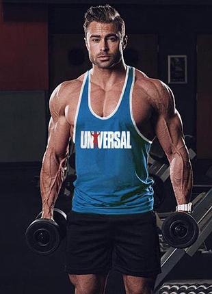 Майка мужская для бодибилдинга "universal" blue l