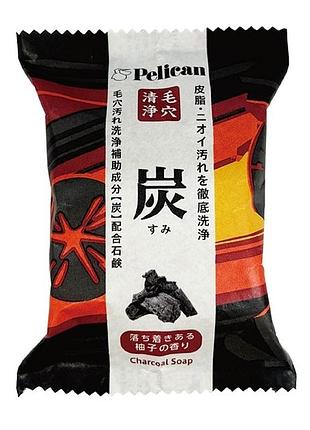 Pelican family soap charcoal очищувальне мило з активованим вугіллям для тіла, 80 г