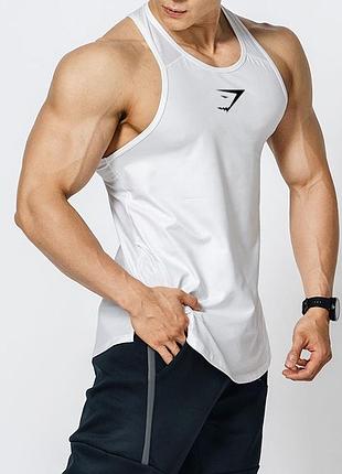 Майка чоловіча для тренувань "gymshark" біла
