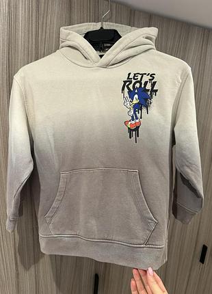 Худі  next з ефектом омбре та принтом sonic the hedgehog