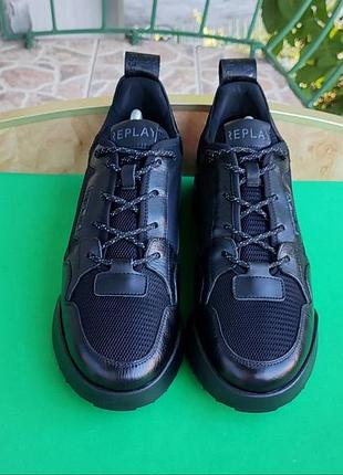 Кросівки replay gms1p black leather шкіра 44-28,5 см.