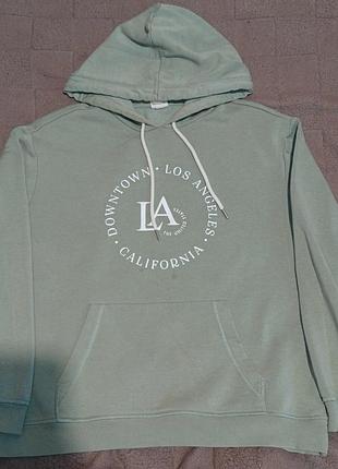 Жіноче м’ятне оверсайз худі h&m з принтом los angeles