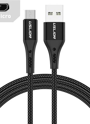 Кабель для быстрой зарядки micro-usb uslion (1 метр) (черный) 200, черный
