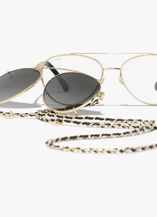 New😍 двійні окуляри chanel золота оправа з цепочкою