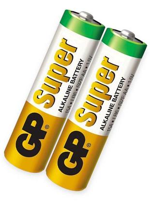 Батарейка aa щелочная 1.5v пальчик gp super alkaline 2шт пленка