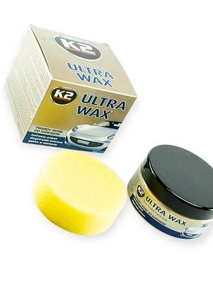 Поліроль кузова,паста k2 ultra wax 250гр , губка