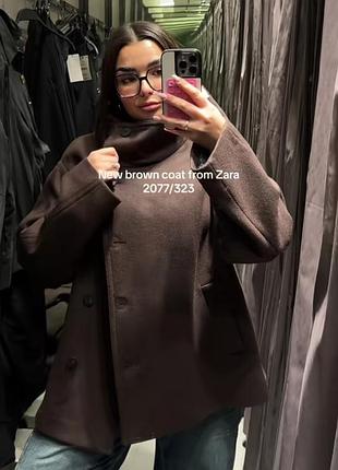 Пальто zara из шерсти xs/s, s, m 2077/161/700