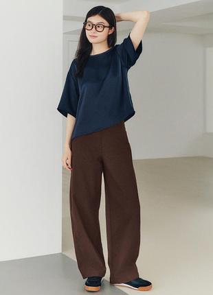 Штани uniqlo jersey barrel leg xs чорні, коричневі