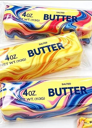 Детская игрушка антистресс, сквиш "salted butter" масло цветное, 13,5 см