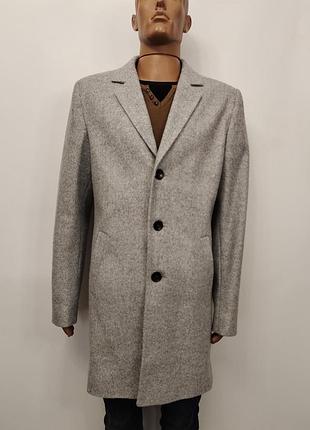 Чоловіче сіре пальто меланж asos класичне однобортне р. m/l