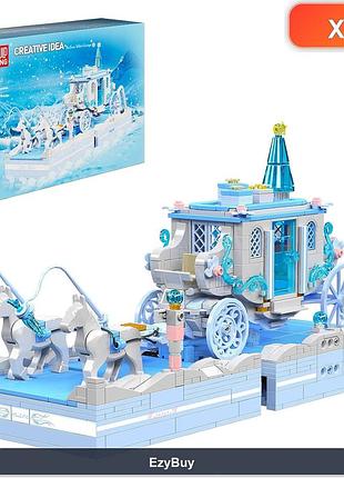 Модель для сборки mould king 10161 белоснежного экипажа с лошадьми, конструктор на 1214 частей для взрослых