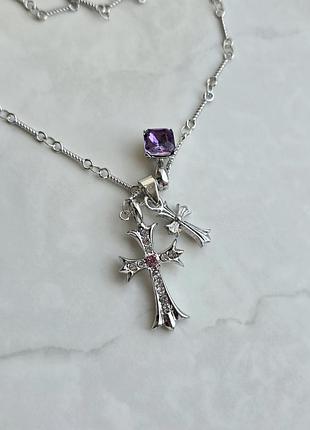 Кулон chrome hearts amethyst gothic duo 6