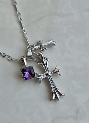 Кулон chrome hearts amethyst gothic duo 3