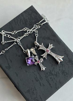 Кулон chrome hearts amethyst gothic duo