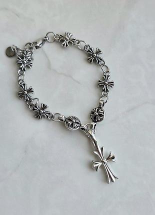 Браслет silver chrome hearts gothic rosary 4