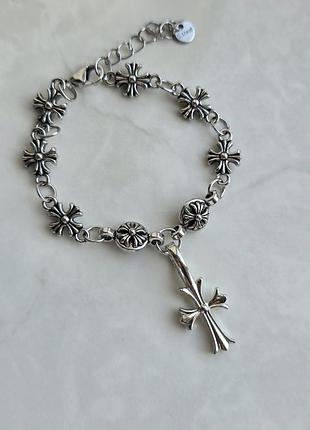 Браслет silver chrome hearts gothic rosary 3