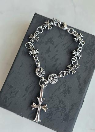 Браслет silver chrome hearts gothic rosary 2