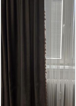 Шторы велюровые с бахромой 3