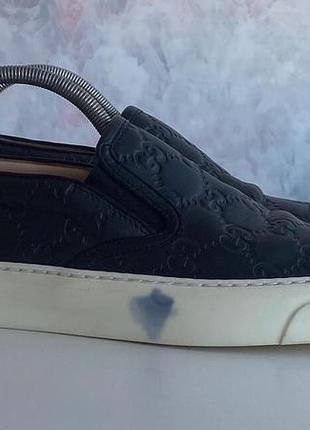 Gucci monogram жіночі шкіряні кросівки сліпони оригінал чорні 37 розмір