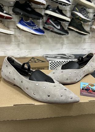 Жіночі балетки steve madden з натуральної замші сіро-бежеві оригінал класичні повсякденні бу 38-38.5 р з загостреним носком