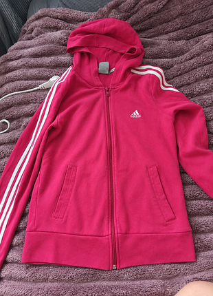 Спортивна кофта adidas на блискавці з капюшоном, рожева
