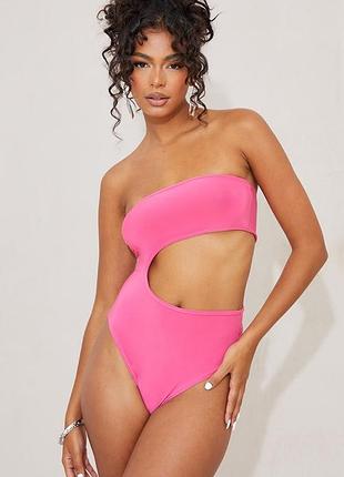 Боди бандо с вырезом prettylittlething розовый s, 42
