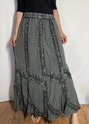 Rapp boho embroidered maxi skirt т4  вінтажна довга бохо-спідниця rapp