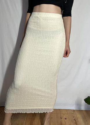 Shein cream textured maxi skirt т4  довга кремова спідниця shein