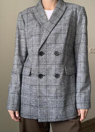 Теплий двобортний піджак (блейзер) marks &spencer із вовни, 12р.