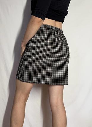H&m houndstooth mini skirt т4  мініспідниця h&m у дрібну «гусячу лапку» 3