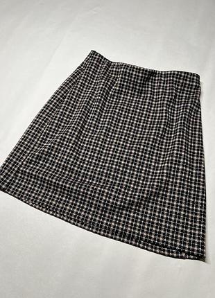 H&m houndstooth mini skirt т4  мініспідниця h&m у дрібну «гусячу лапку» 4