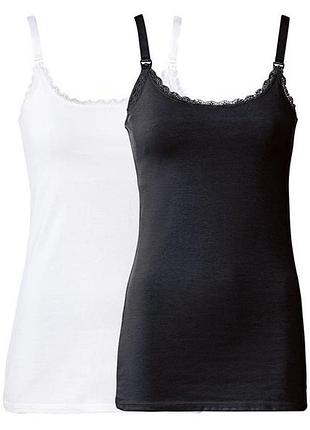 Майка для кормящих мам с вшитым топом набор 2 шт. для женщины esmara lycra® 393204 xl черный, белый