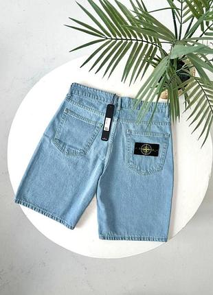Чоловічі джинсові шорти stone island блакитні бриджі стон айленд літні повсякденні m (b)