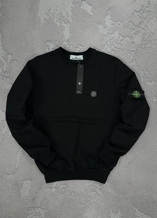 Чоловічий світшот stone island чорний весняний осінній чоловіча кофта без капюшона стон айленд із патчем s (b)