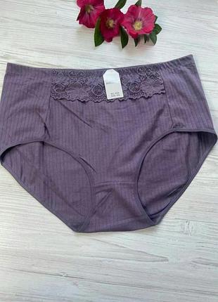 Трусики жіночі в  рубчик декоровані мереживом  батал 6xl арт.4434 🎀