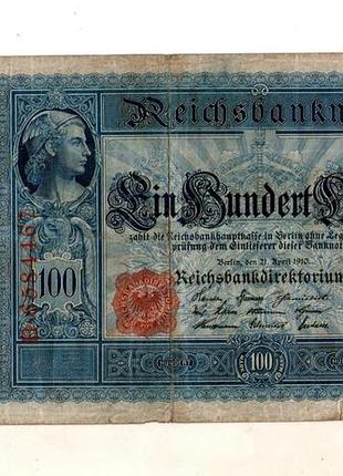 Немецкая империя 100 марок 1910 год берлин no110