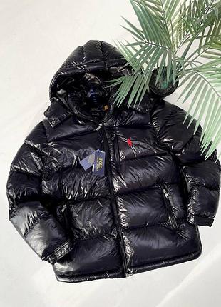 Мужской зимний пуховик polo ralph lauren черный куртка теплая поло ральф лорен с капюшоном xl (b)