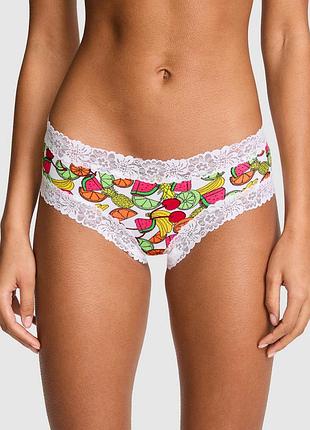 Белые трусики victoria's secret pink wink lace-trim cheeky panty оригинал