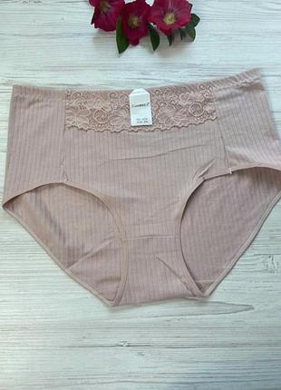 Трусики жіночі в рубчик декоровані мереживом  батал 6xl арт.4434 🎀