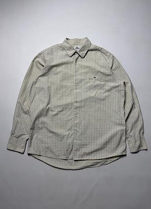 Рубашка lacoste в мелкую клетку размер 44 xl made in peru