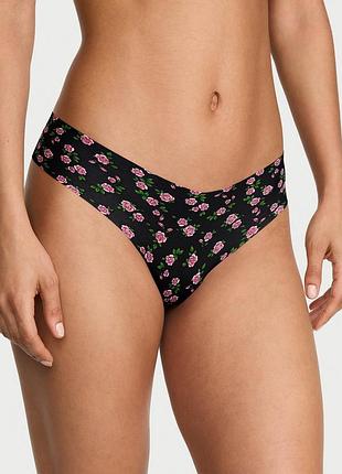 Черные бесшовные стринги victoria’s secret pink no-show thong panty оригинал